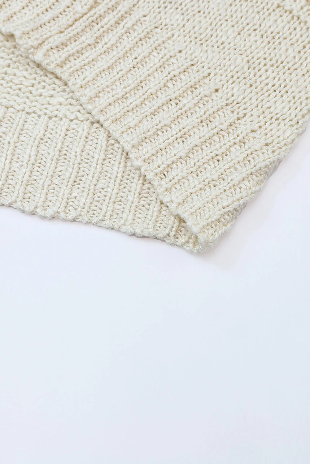 Apricot Casual Hollowed Knit Dolman Sleeve Cardigan