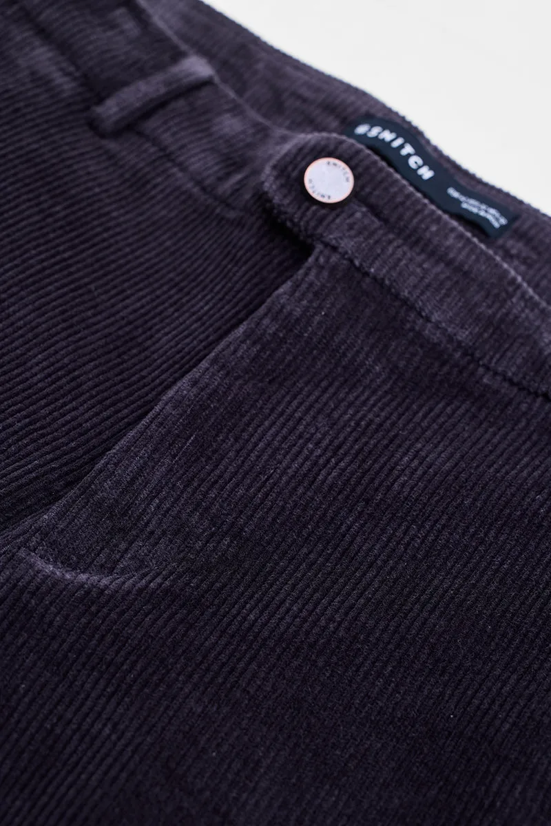 Black Corduroy Slim Fit Trousers