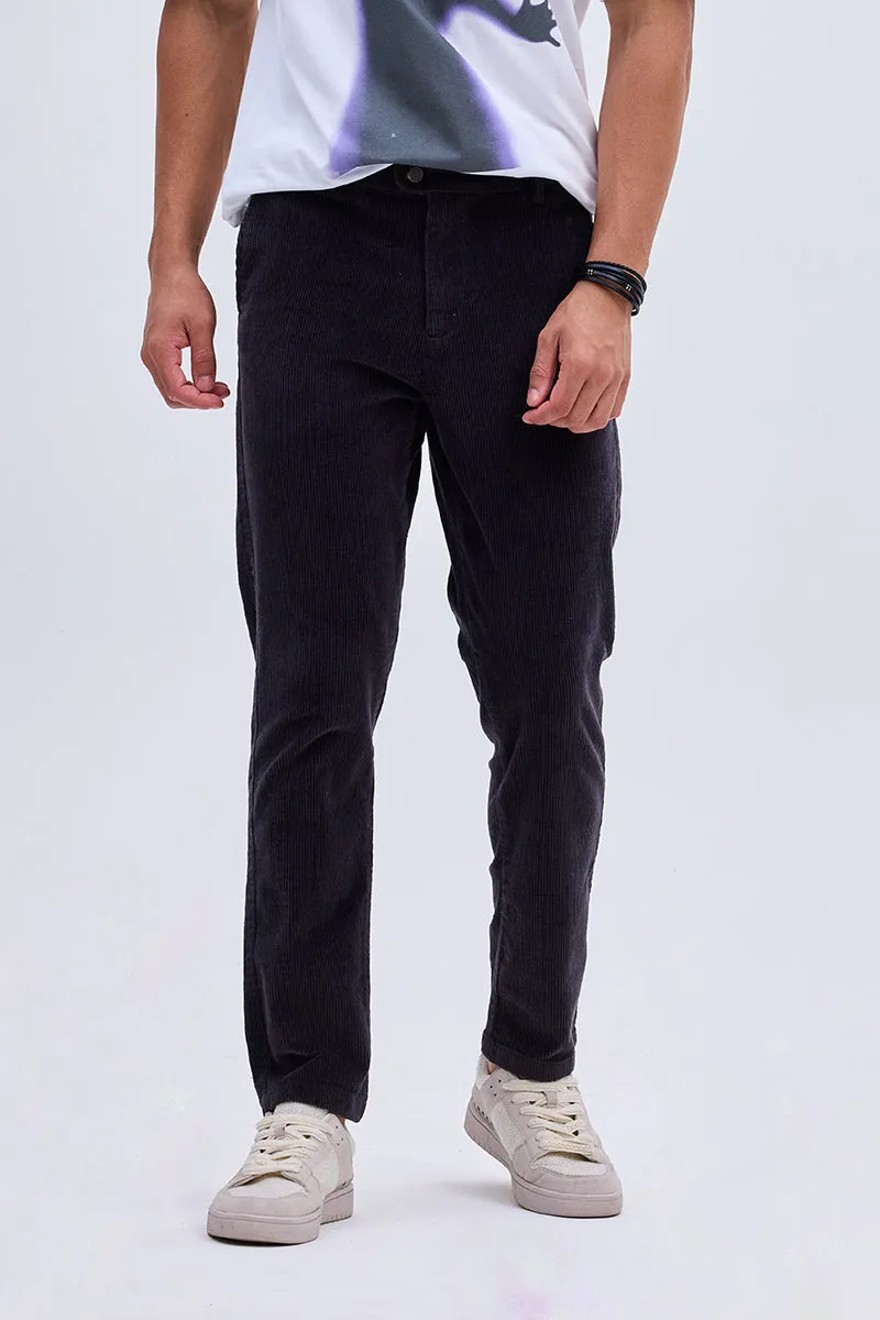 Black Corduroy Slim Fit Trousers