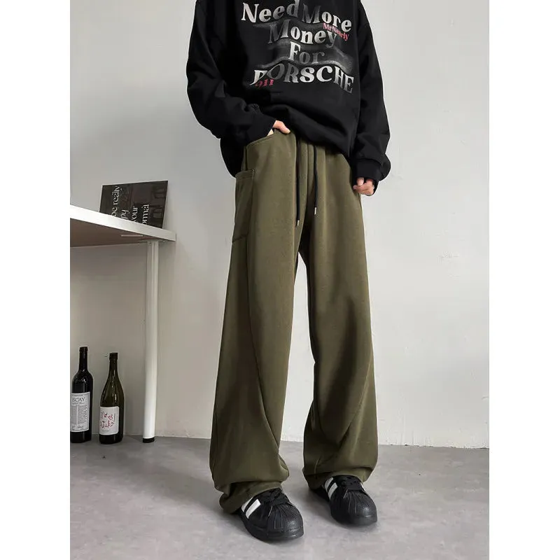 Bonsir Mens Chic Pocket Long Pants Autumn New Men's Casual Mopping Trousers Harajuku Streetwear Sport Running Sweatpants 5XL-M