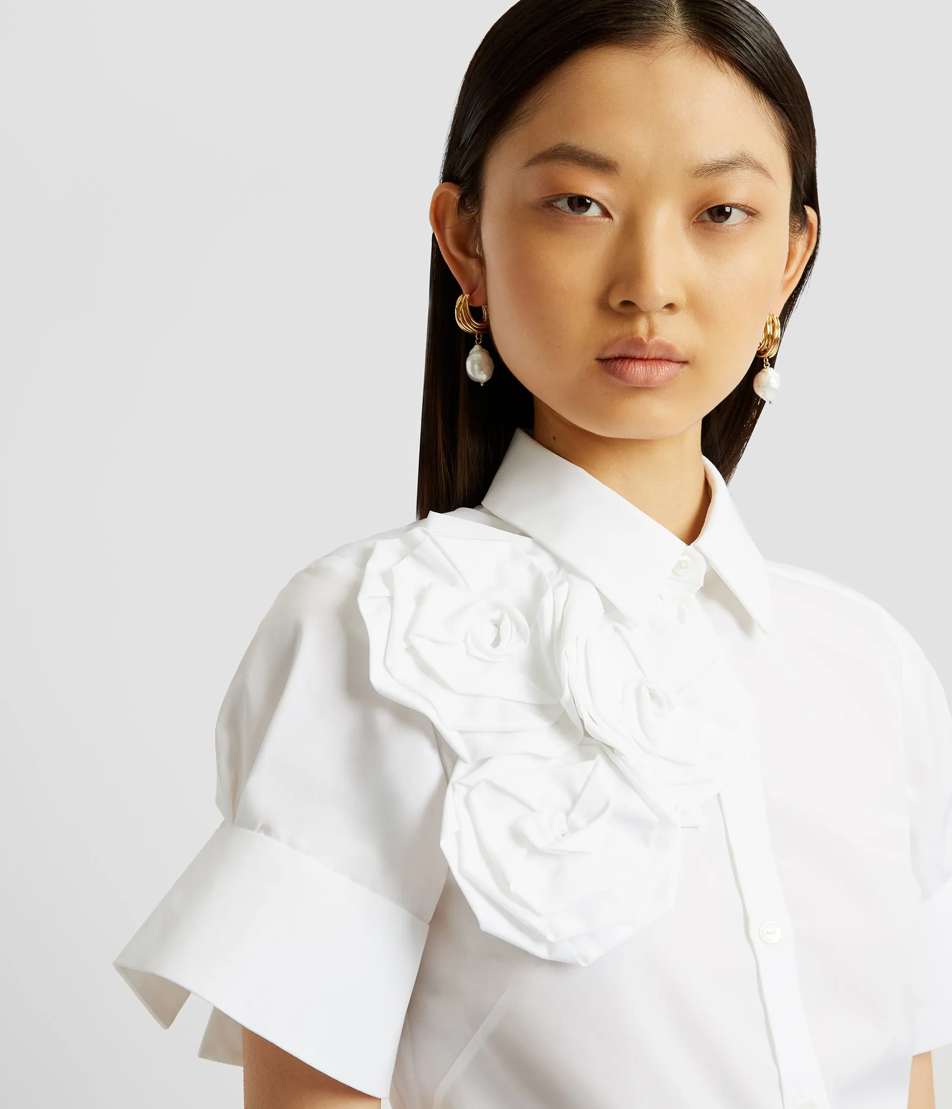 Button Down Shirt With Rosettes