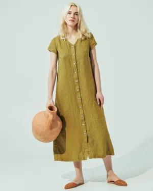 CHORA maxi button-down linen dress (SS24)