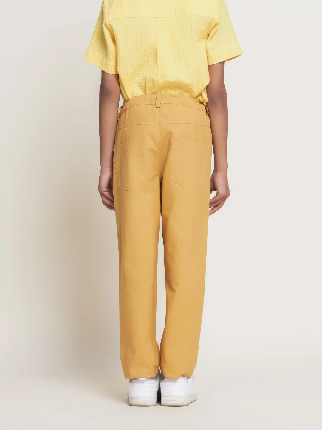 Cooper Slim Fit Cotton Sheeting Boys Pants - Mustard