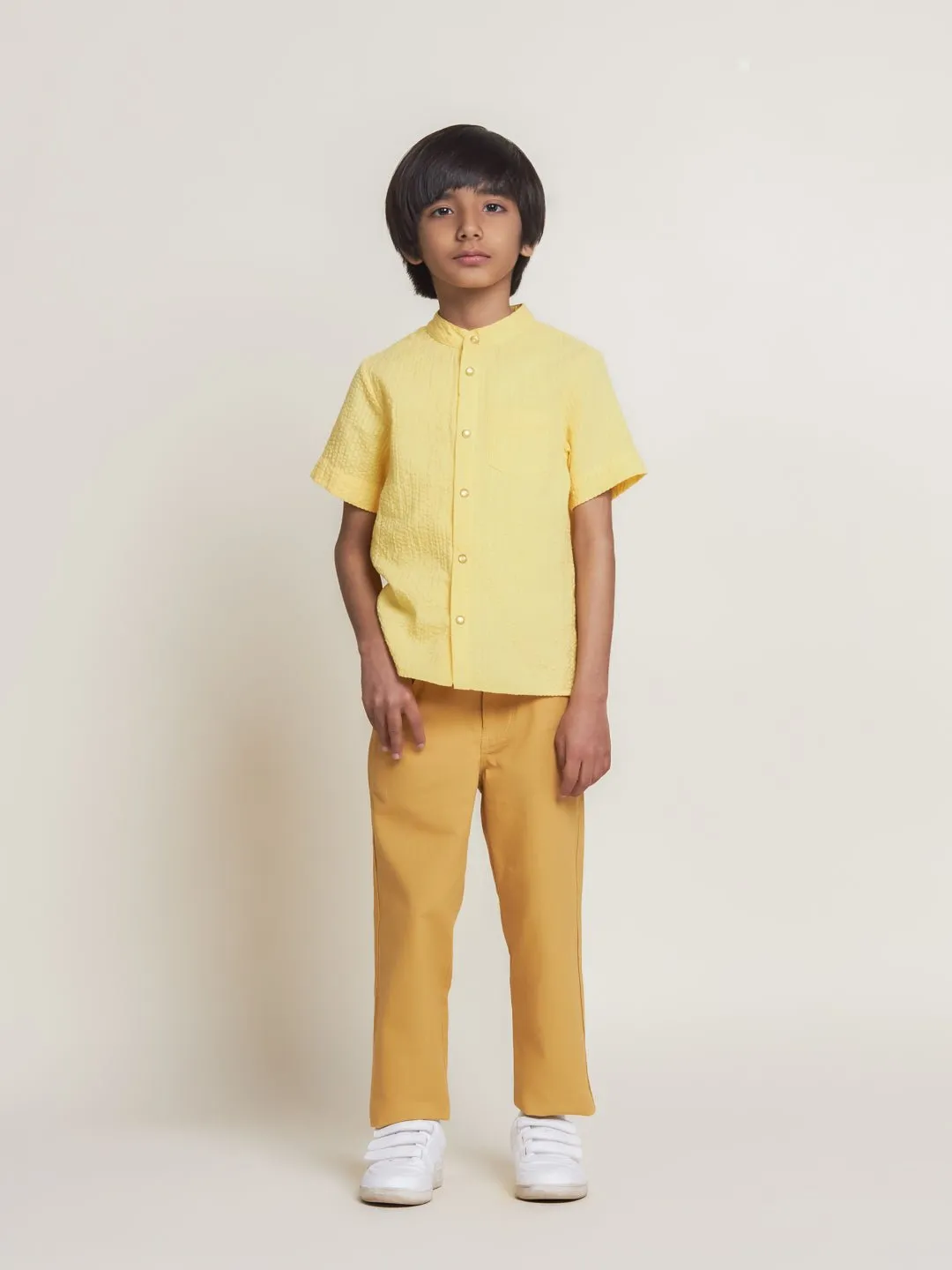 Cooper Slim Fit Cotton Sheeting Boys Pants - Mustard