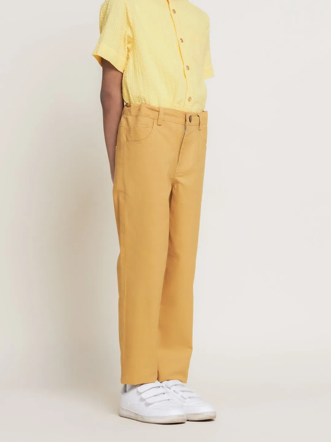 Cooper Slim Fit Cotton Sheeting Boys Pants - Mustard