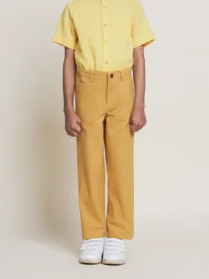 Cooper Slim Fit Cotton Sheeting Boys Pants - Mustard
