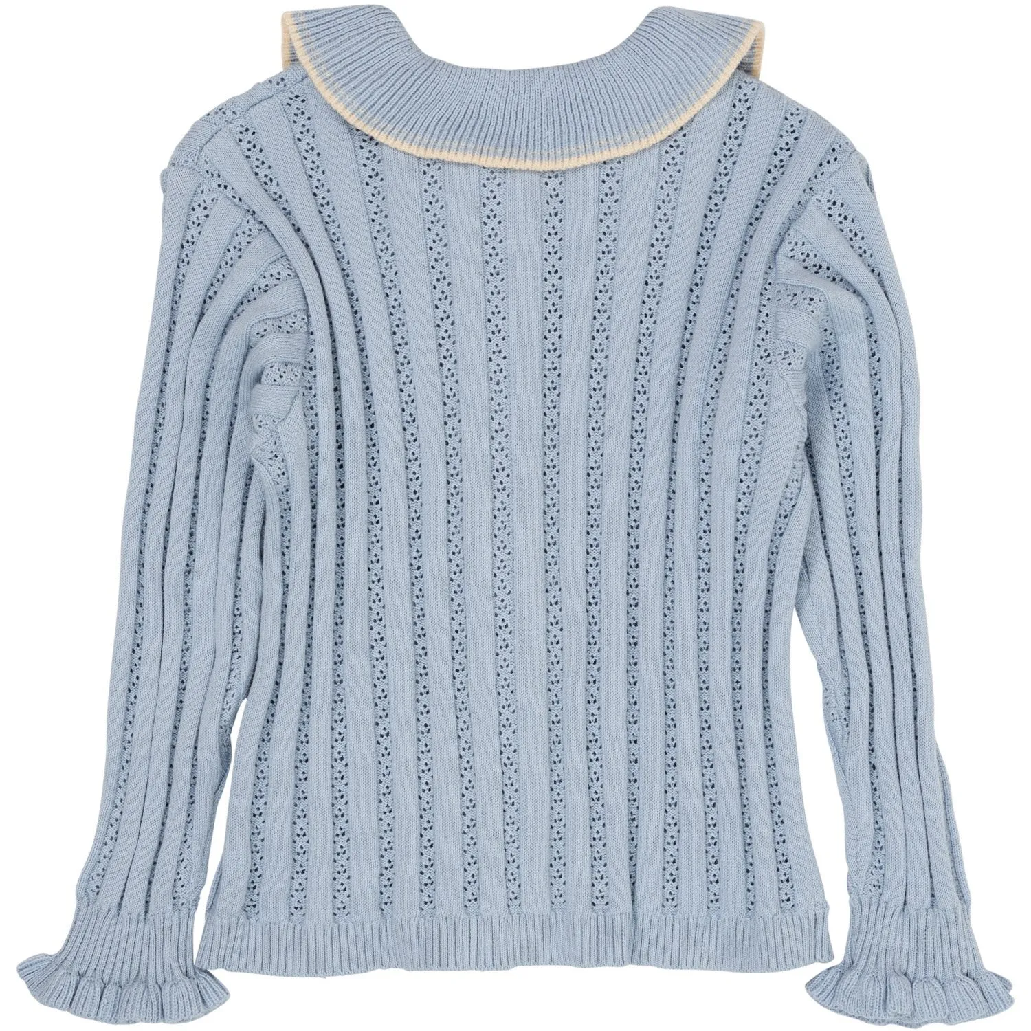 COPENHAGEN COLORS Dusty Blue Knitted Pointelle Cardigan