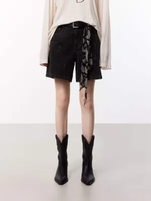 Cotton Distressed Detail Shorts