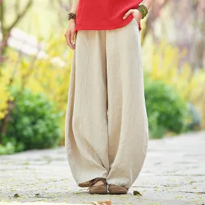 Cotton Linen Women Pants Autumn Women Trousers Casual Harem Pants