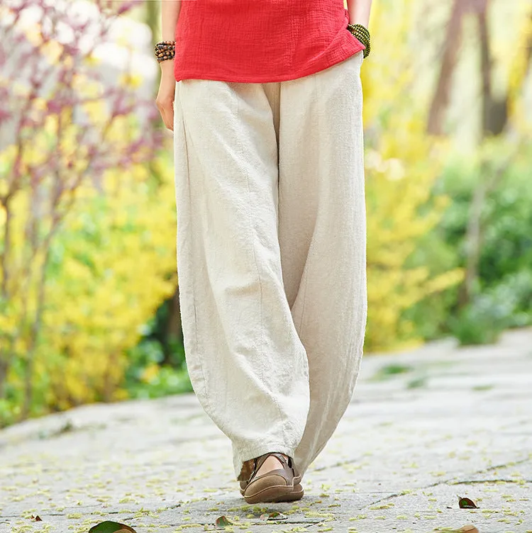 Cotton Linen Women Pants Autumn Women Trousers Casual Harem Pants