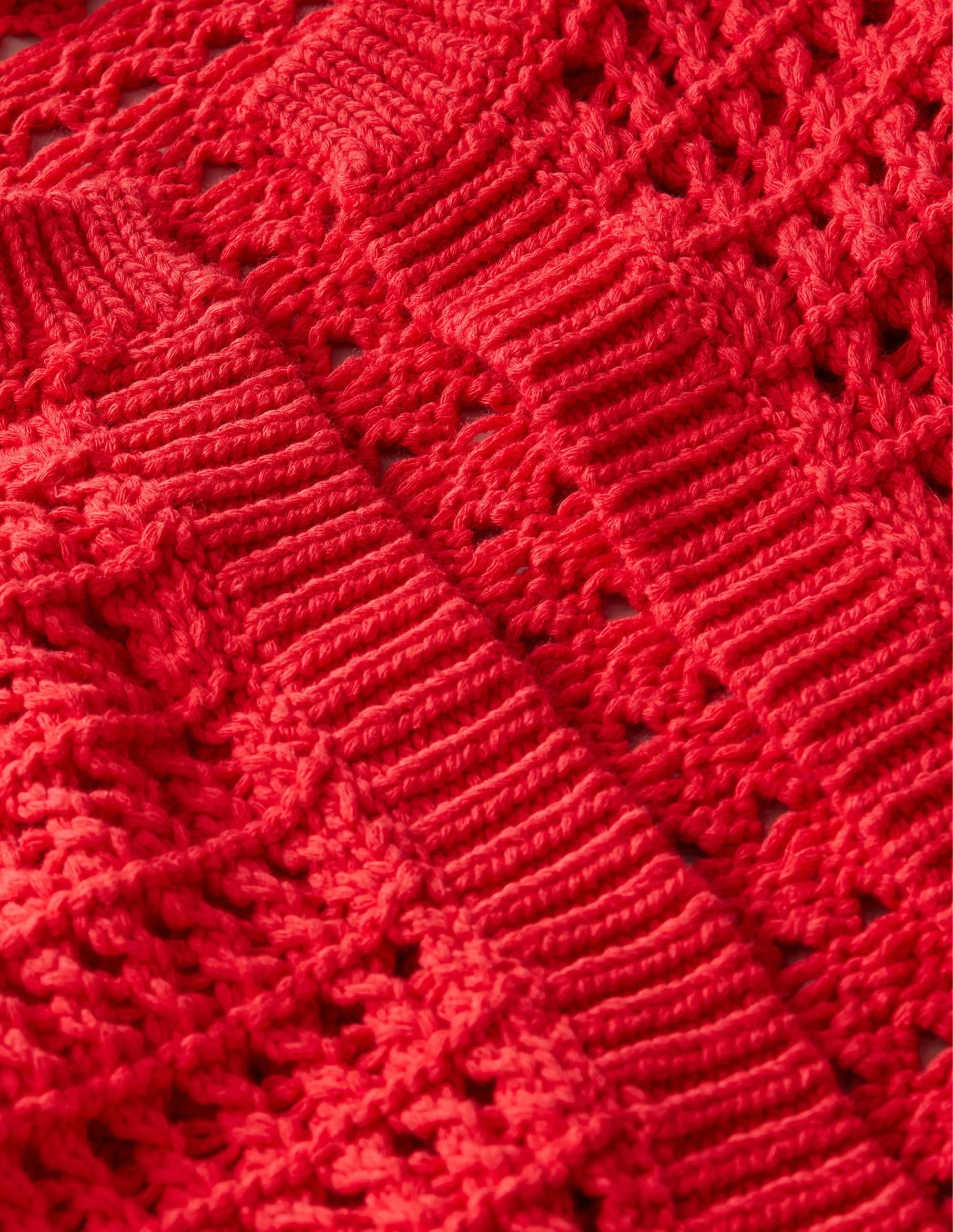 Cropped Crochet Cardigan-High Risk Red