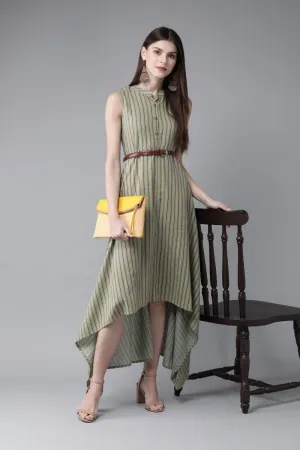 DRESS - Green & Yellow Striped Maxi Dress