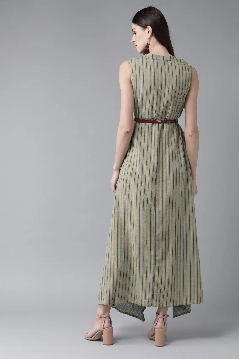 DRESS - Green & Yellow Striped Maxi Dress