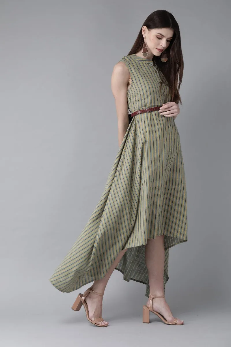 DRESS - Green & Yellow Striped Maxi Dress