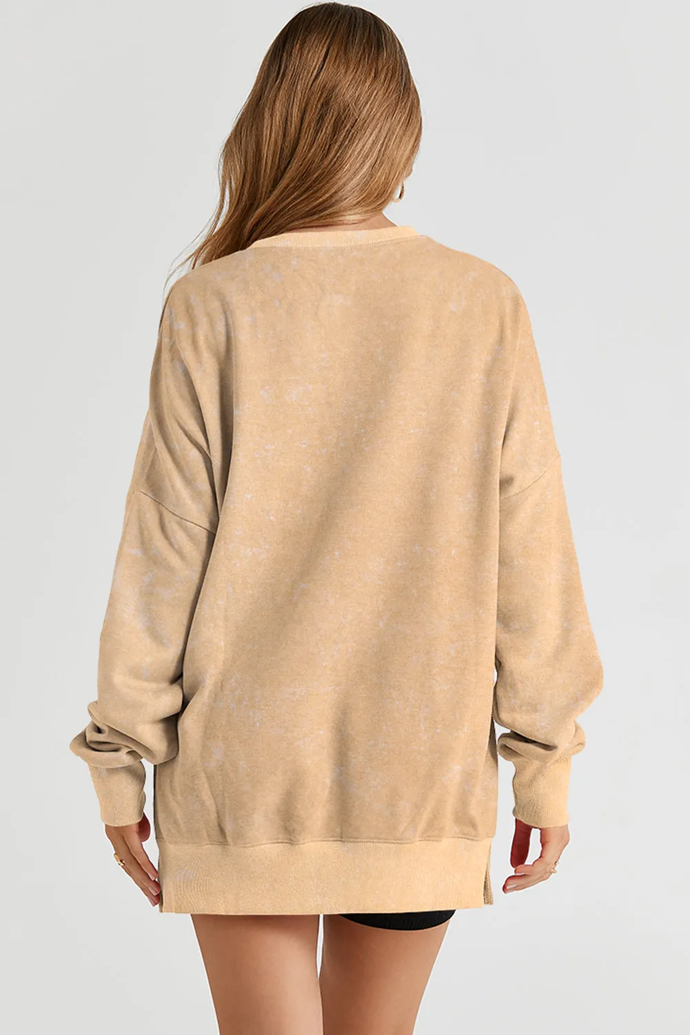Drop Shoulder Ribbed Trim Oversized Sweatshirt