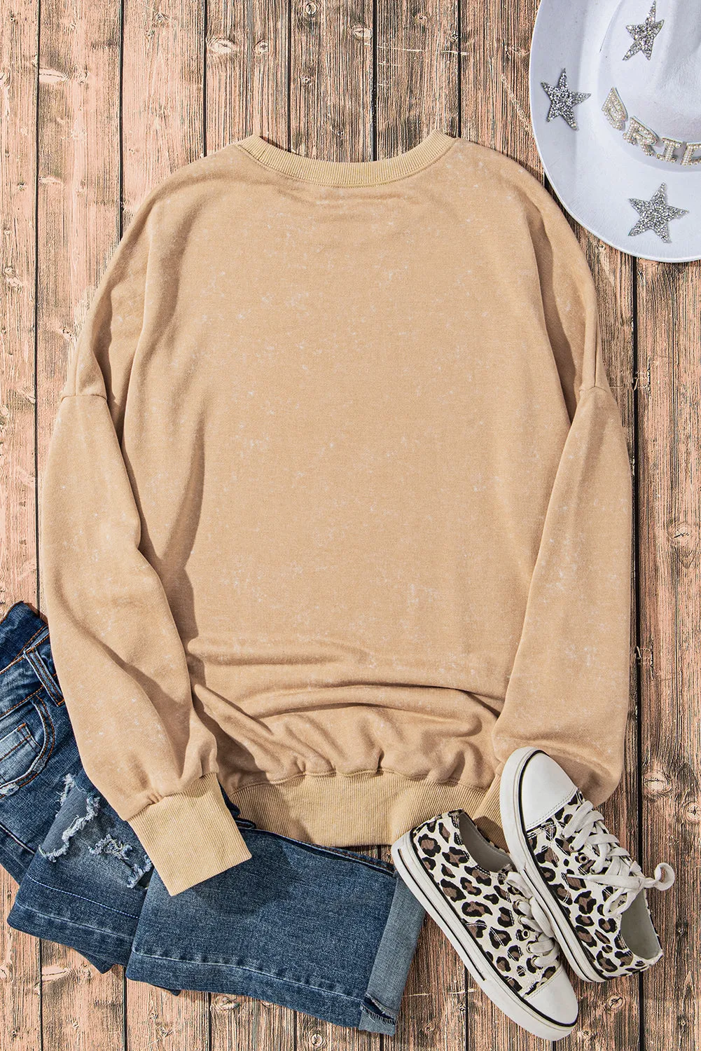 Drop Shoulder Ribbed Trim Oversized Sweatshirt