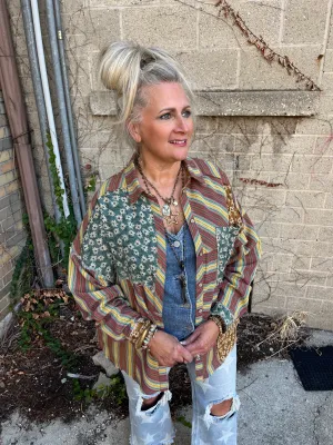 Fall Sentiments Mixed Fabric Top