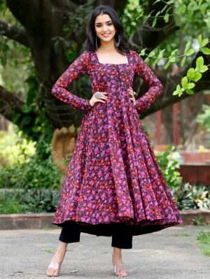 Floral Elegance Georgette Square Neck Dress