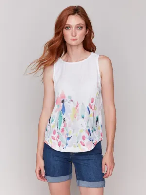 Floral Print Sleeveless Top with Rounded Hem - Dream