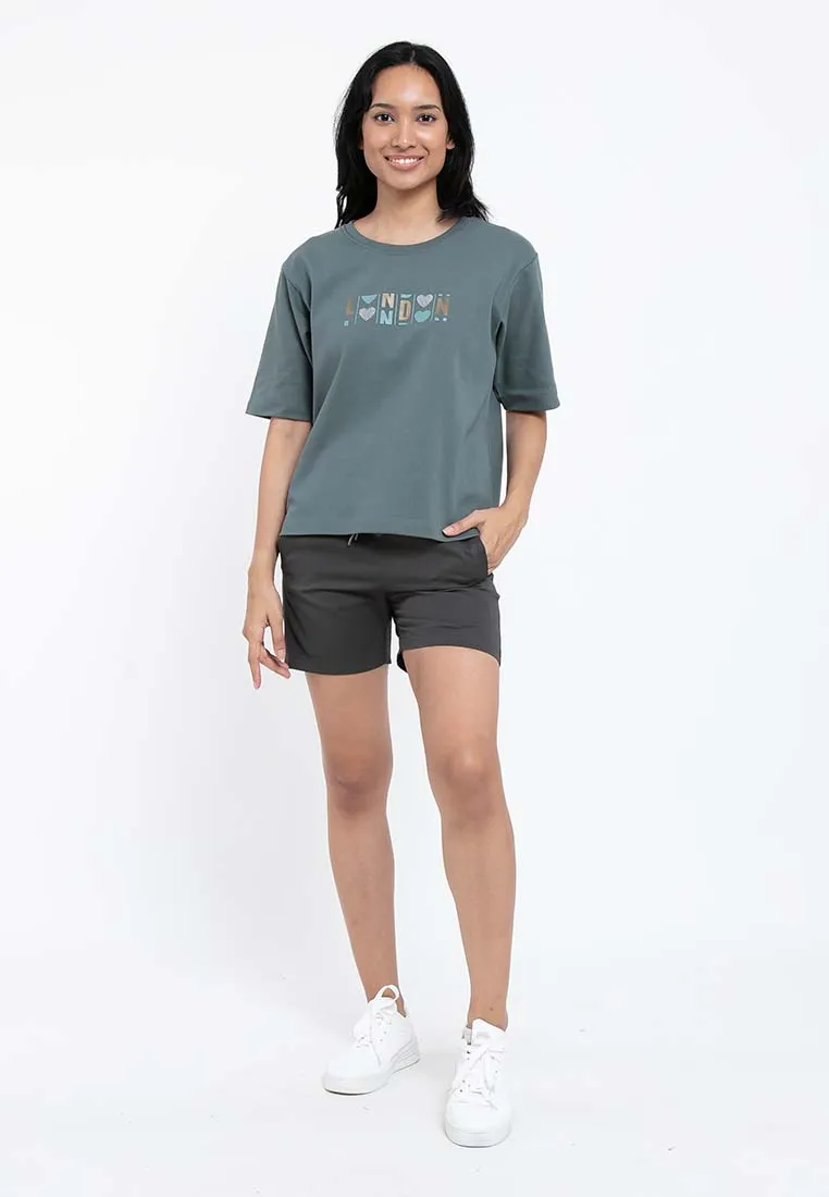 Forest Ladies Premium Cotton Loose Fit Boxy Cut Oversized Tshirt Women Print Tee | Baju T Shirt Perempuan - 822179