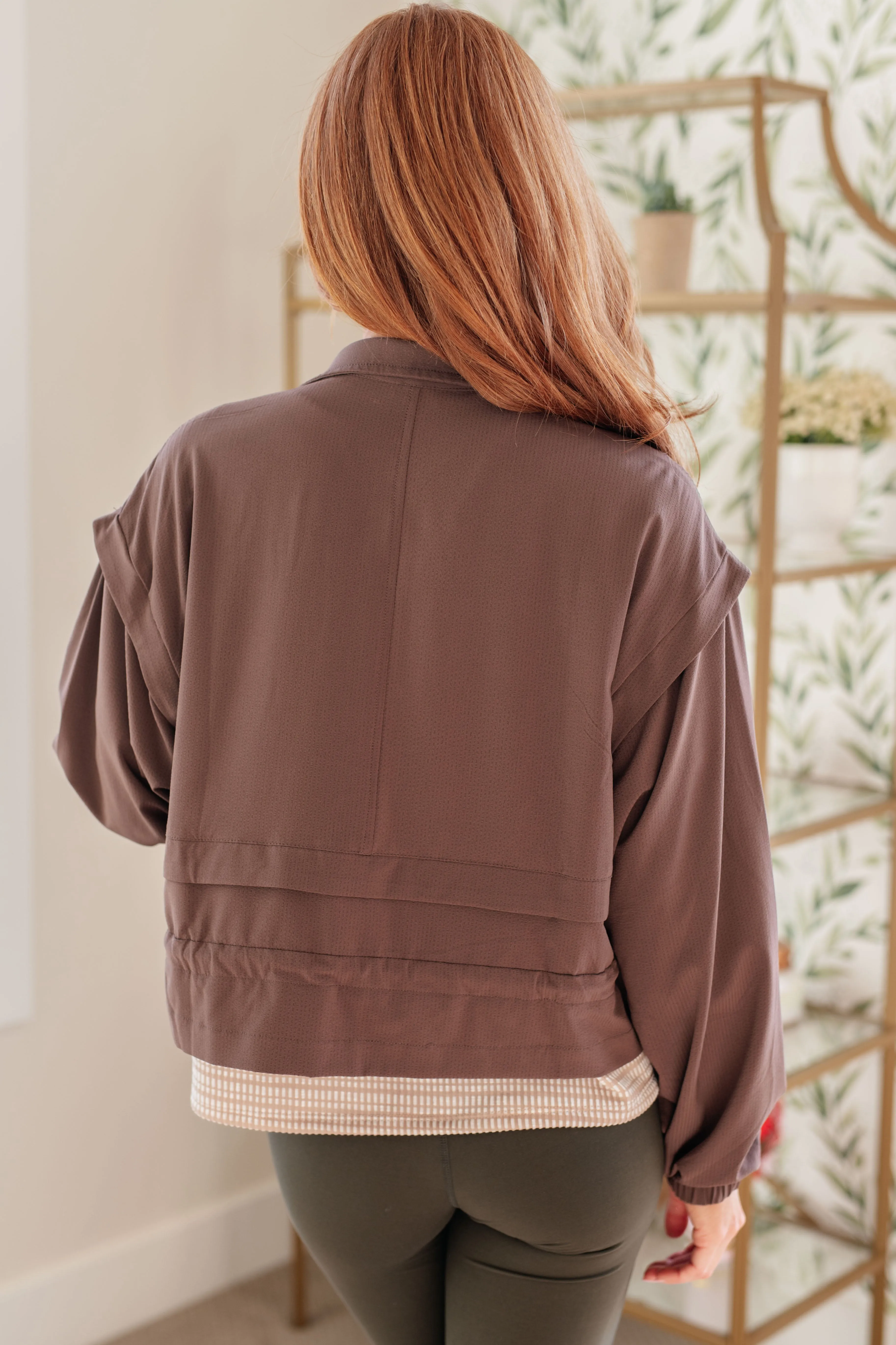Game On Cropped Windbreaker Jacket in Mocha