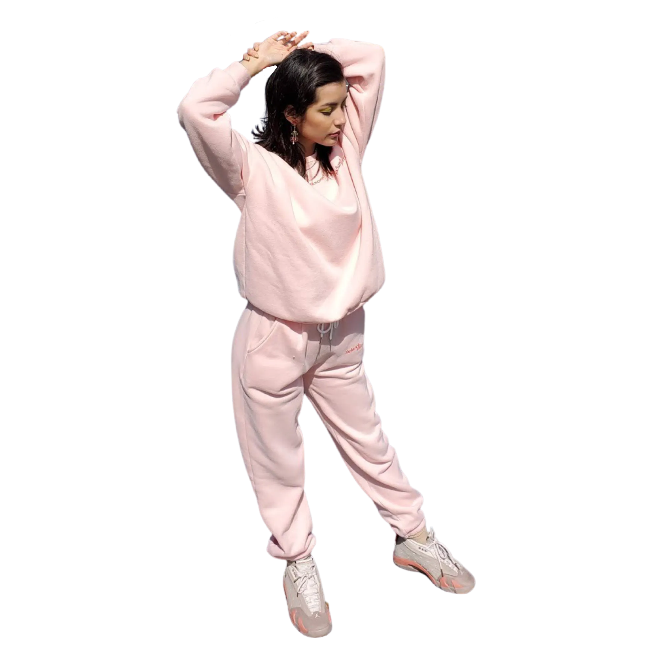 GELAREH MIZRAHI PINK LOGO CREWNECK SWEATSHIRT