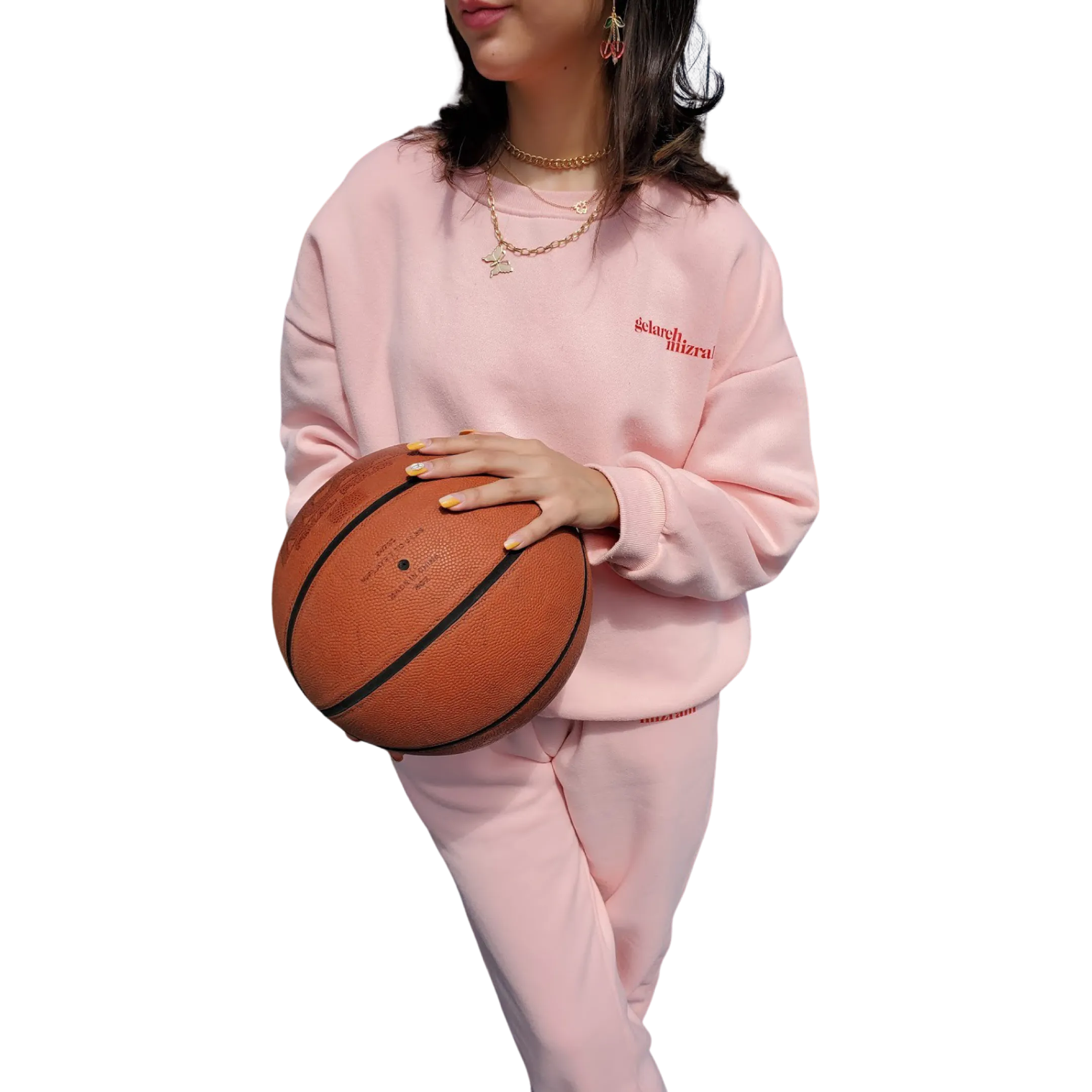 GELAREH MIZRAHI PINK LOGO CREWNECK SWEATSHIRT