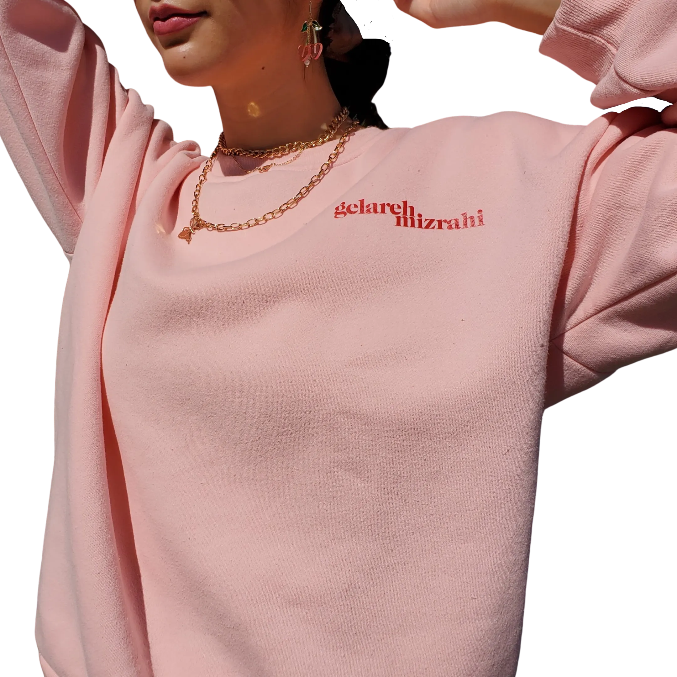 GELAREH MIZRAHI PINK LOGO CREWNECK SWEATSHIRT