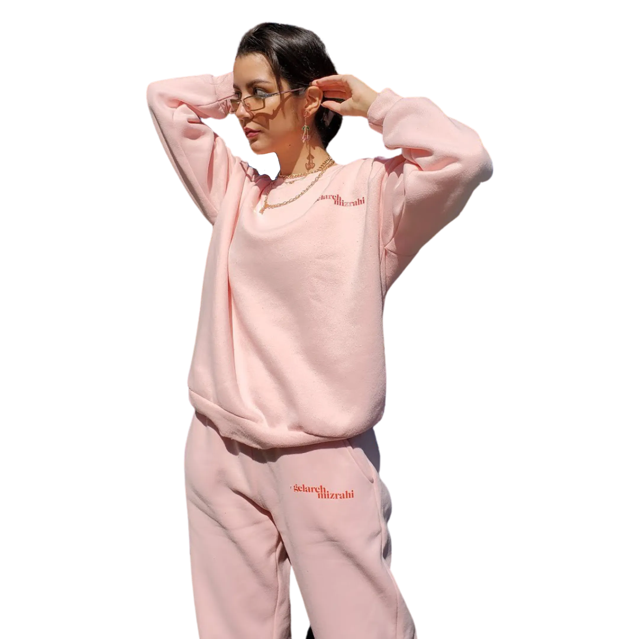 GELAREH MIZRAHI PINK LOGO CREWNECK SWEATSHIRT