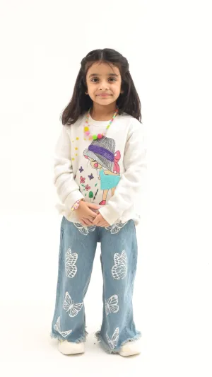 Girls Sequin Sweatshirt - White