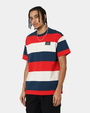 Grand Scheme Yarn Dyed Short Sleeve T-Shirt Navy/White/Red