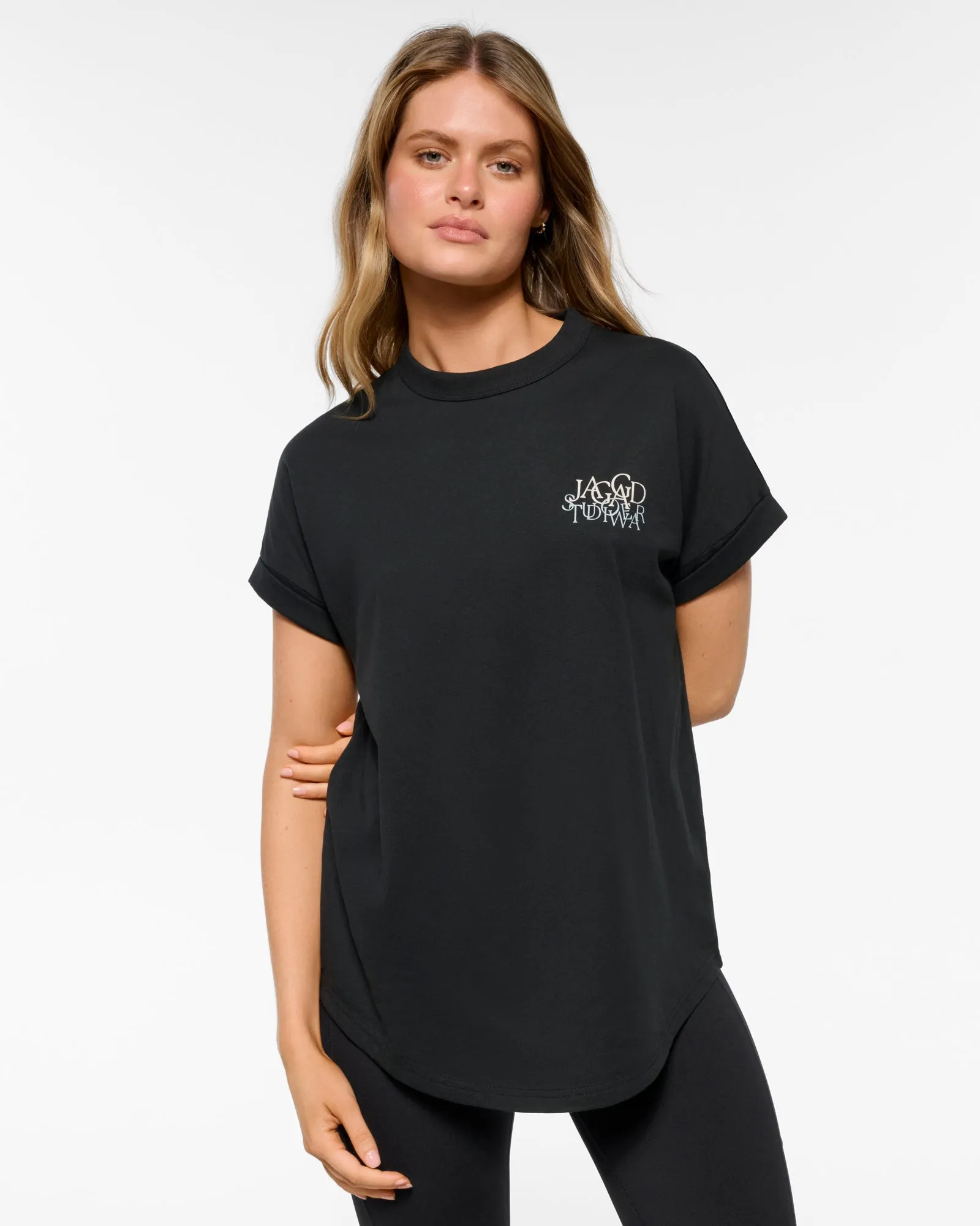 HYDE CUFFED SLEEVE TEE BLACK