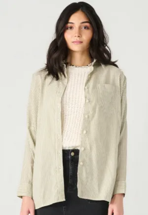 Ivory Striped Button Down Top