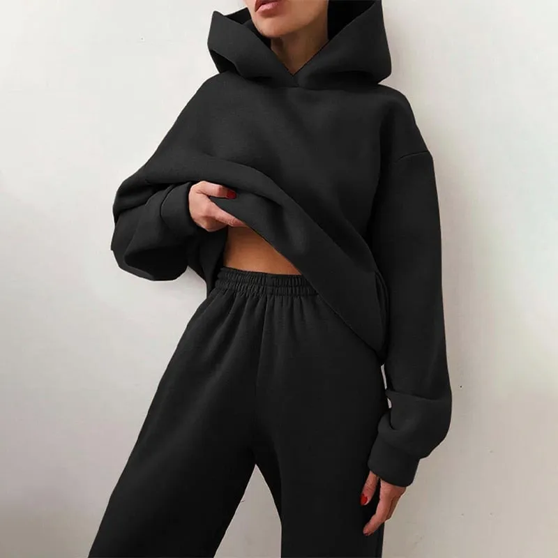 Ivyshape | Cozy Hoodie and Sweatpants Set for Women