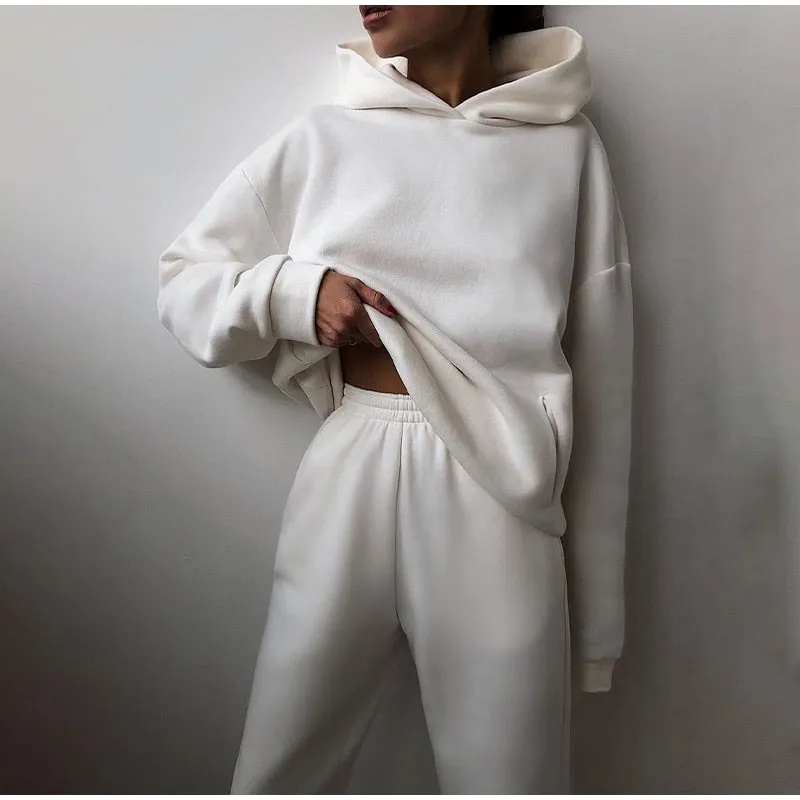 Ivyshape | Cozy Hoodie and Sweatpants Set for Women