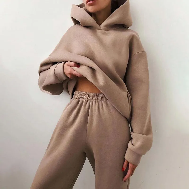 Ivyshape | Cozy Hoodie and Sweatpants Set for Women