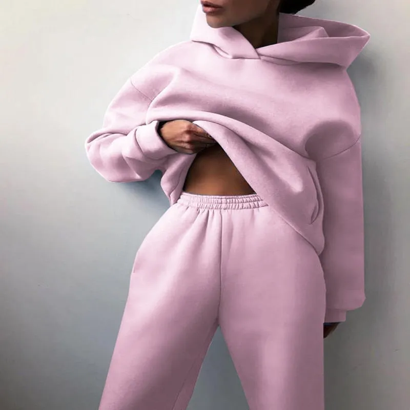 Ivyshape | Cozy Hoodie and Sweatpants Set for Women