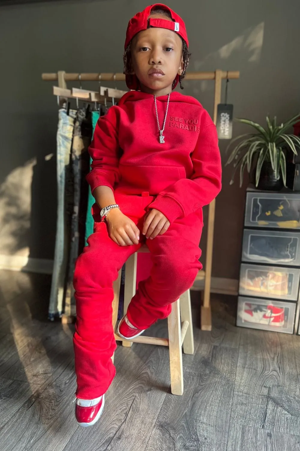 Kids Hoodie Stacked Fleece Bundle (Red)