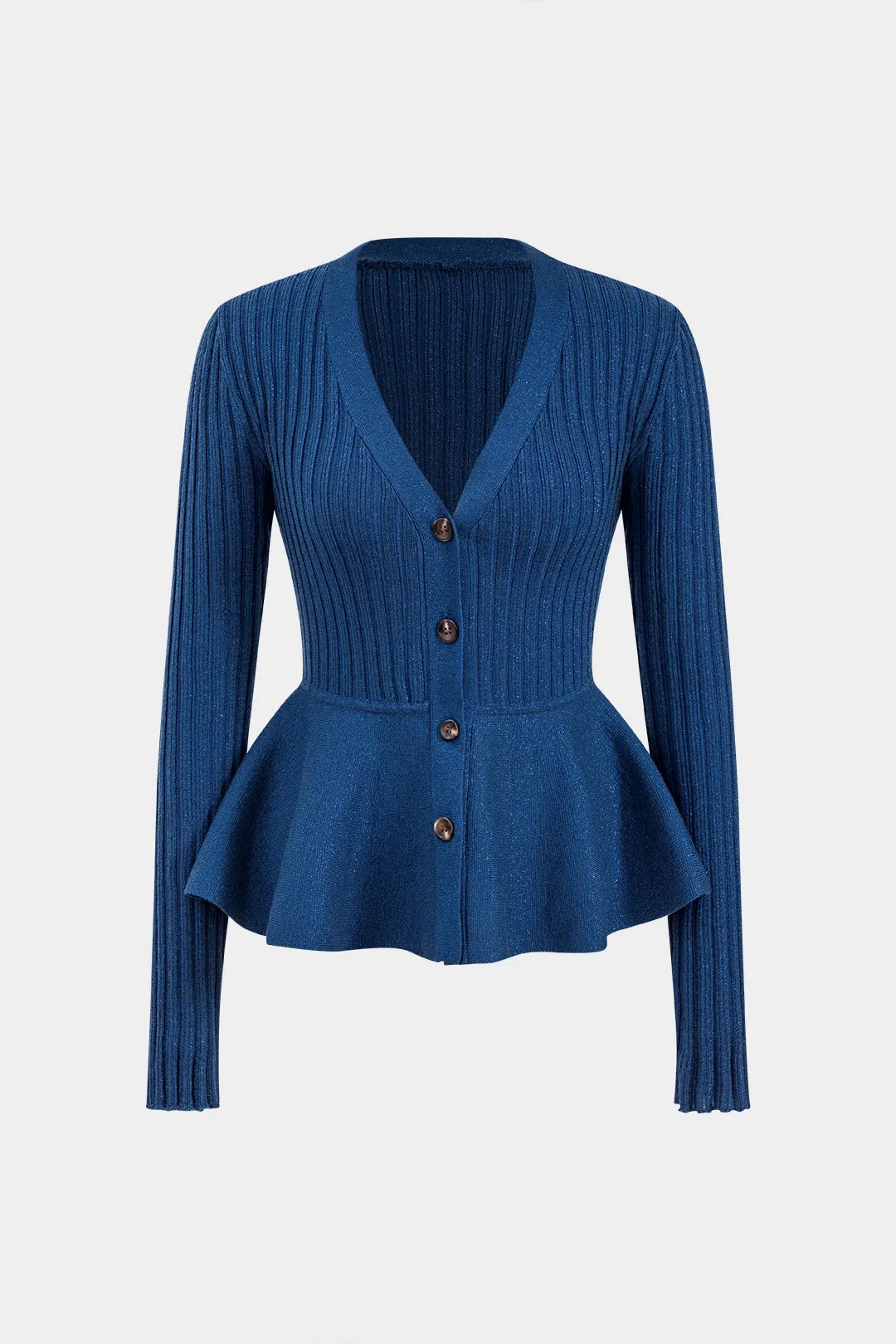 Knit Button V-Neck Long Sleeve Cardigan