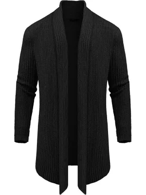 Knit Ruffle Drape Long Cardigan (US Only)