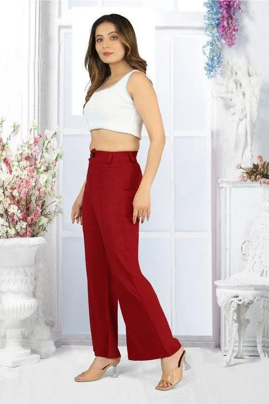 KV Fashion Regular Fit Women Maroon Trousers