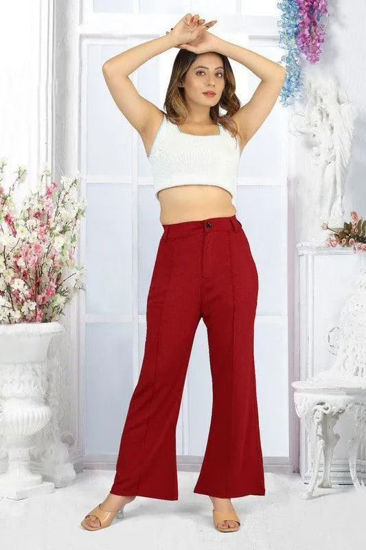 KV Fashion Regular Fit Women Maroon Trousers