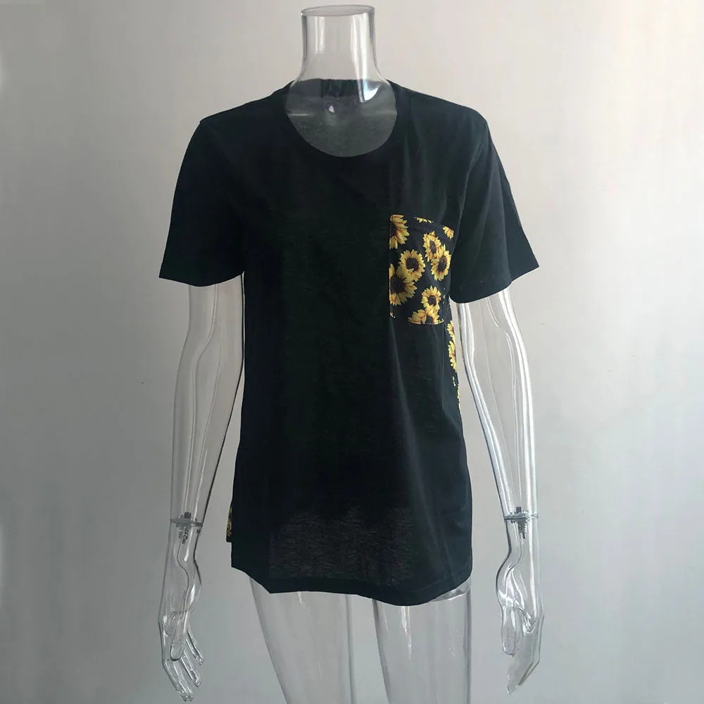 Leopard Print V Neck Loose Women T Shirt