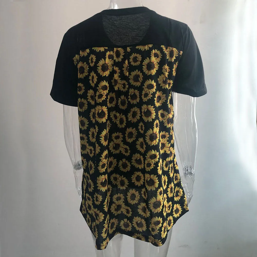 Leopard Print V Neck Loose Women T Shirt