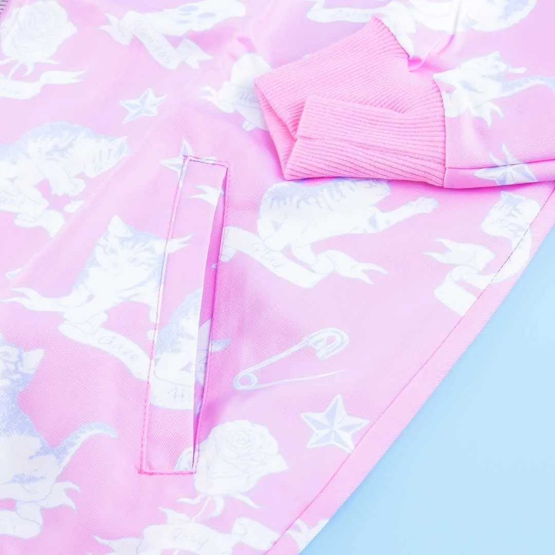 Listen Flavor Pastel Pink Pattern Windbreaker Jacket