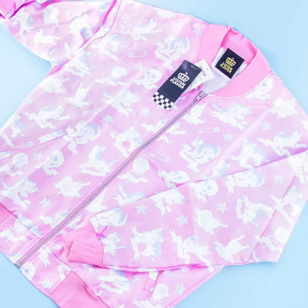 Listen Flavor Pastel Pink Pattern Windbreaker Jacket