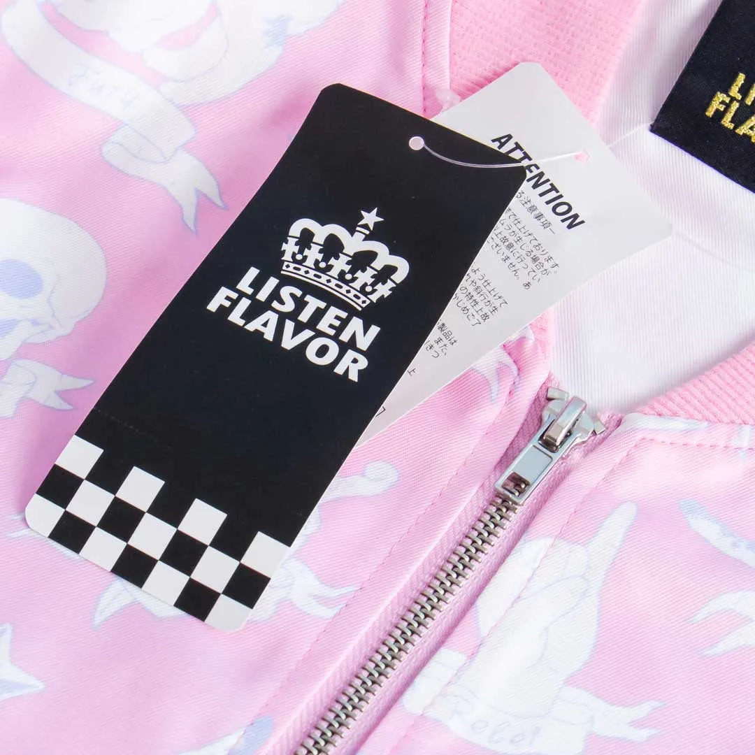 Listen Flavor Pastel Pink Pattern Windbreaker Jacket