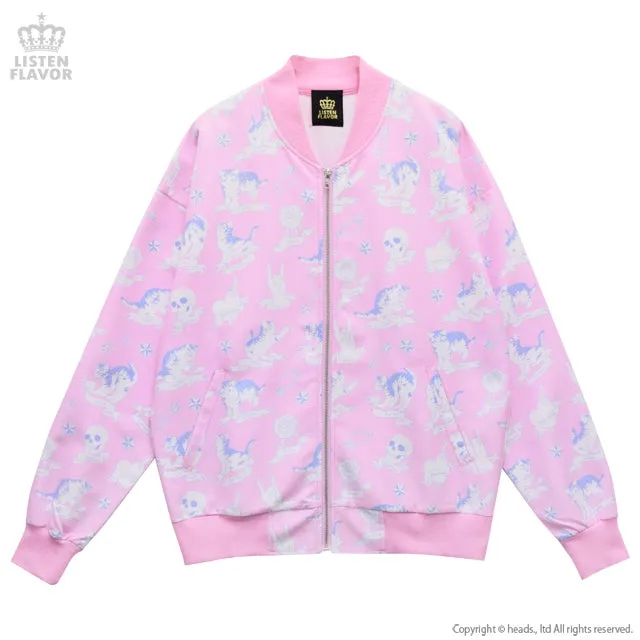 Listen Flavor Pastel Pink Pattern Windbreaker Jacket