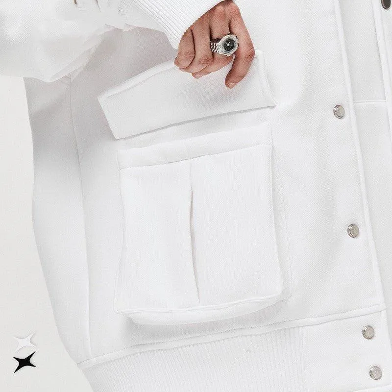 Loose Fit Letter Embroidered Baseball Jacket – Thick & Stylish