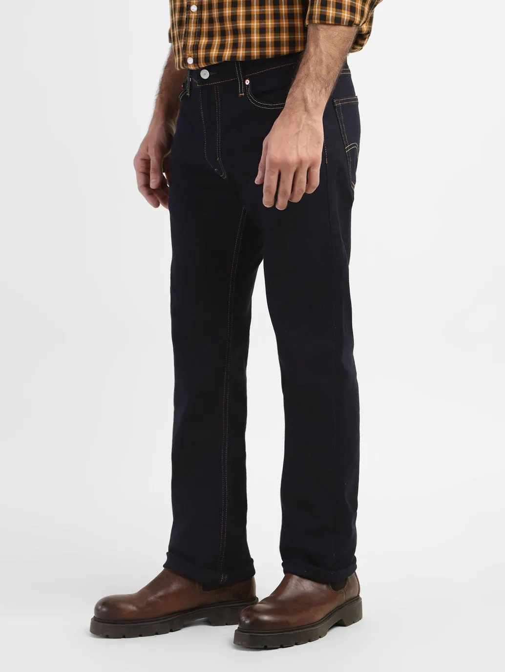 Men's 513 Navy Blue Slim Straight Fit Mid Rise Jeans